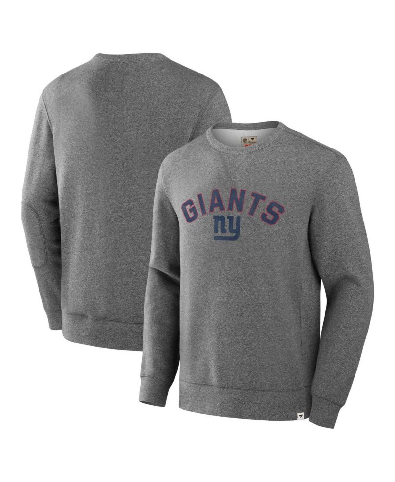 Men's Heather Gray New York Giants Loop Terry Pullover Sweatshirt