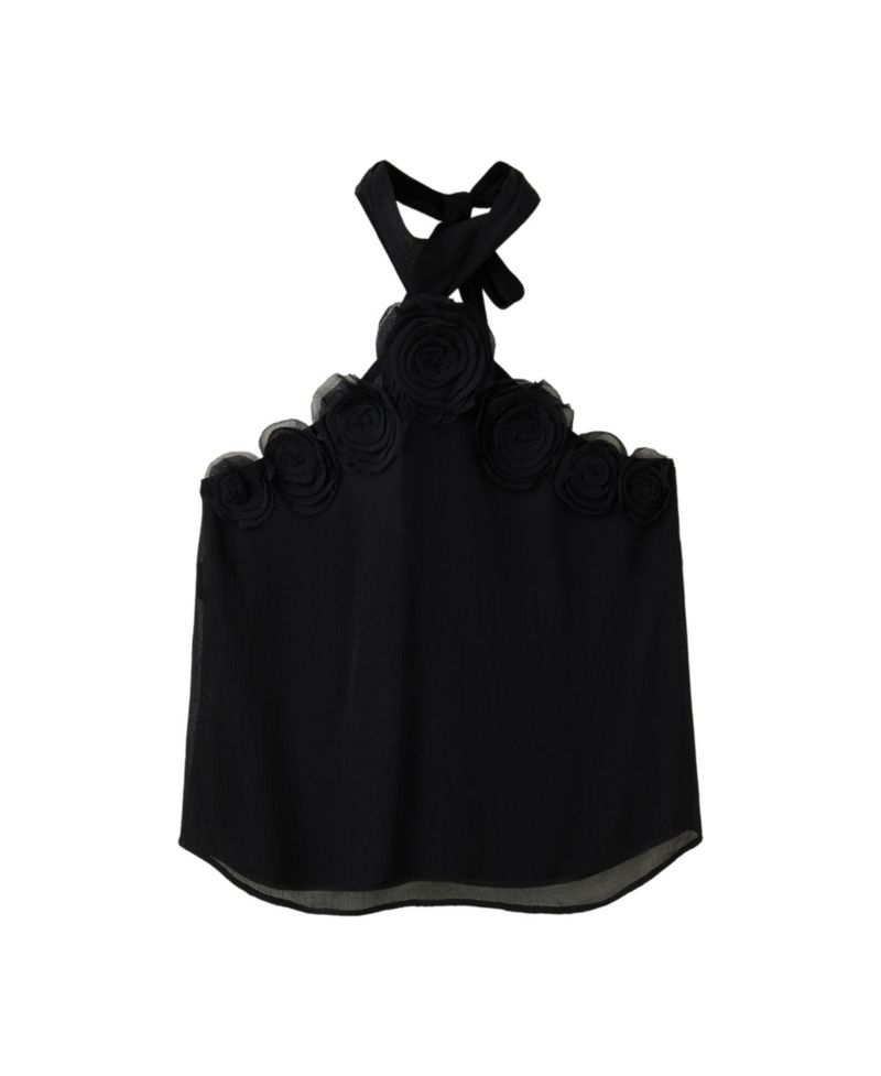 Women's Crop Flower Details Halter Top