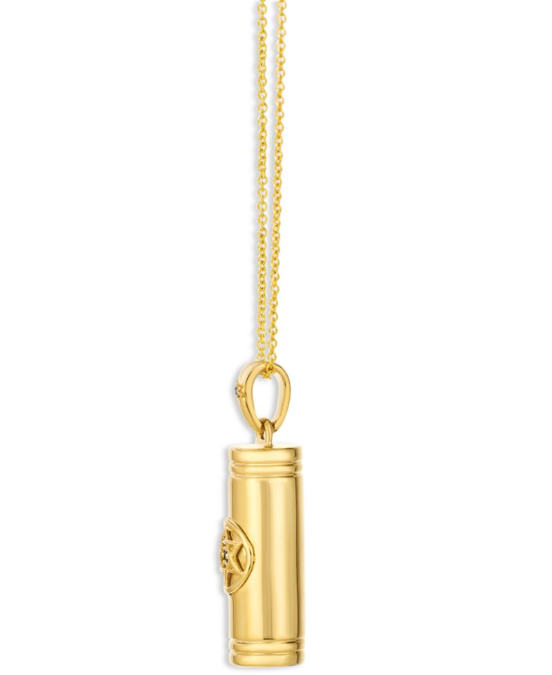 Vanilla Diamond® & Chocolate Diamond® Mezuzah Pendant Necklace in 14k Yellow Gold, 20"