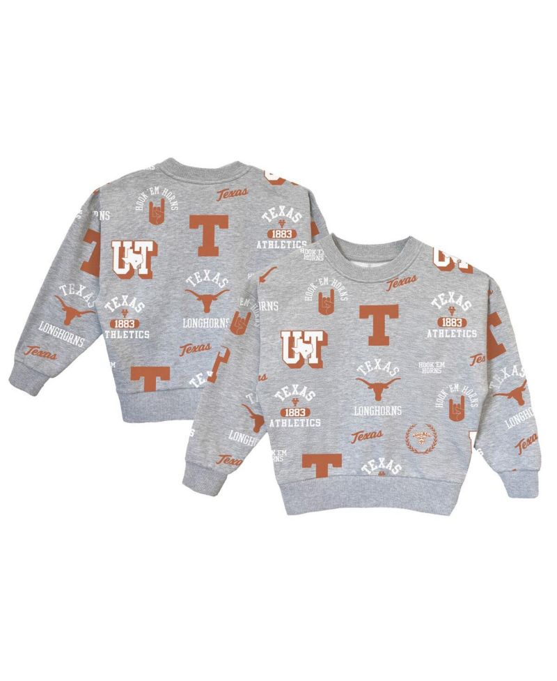 Big Girls Gray Texas Longhorns Always on Repeat Pullover Sweatshirt