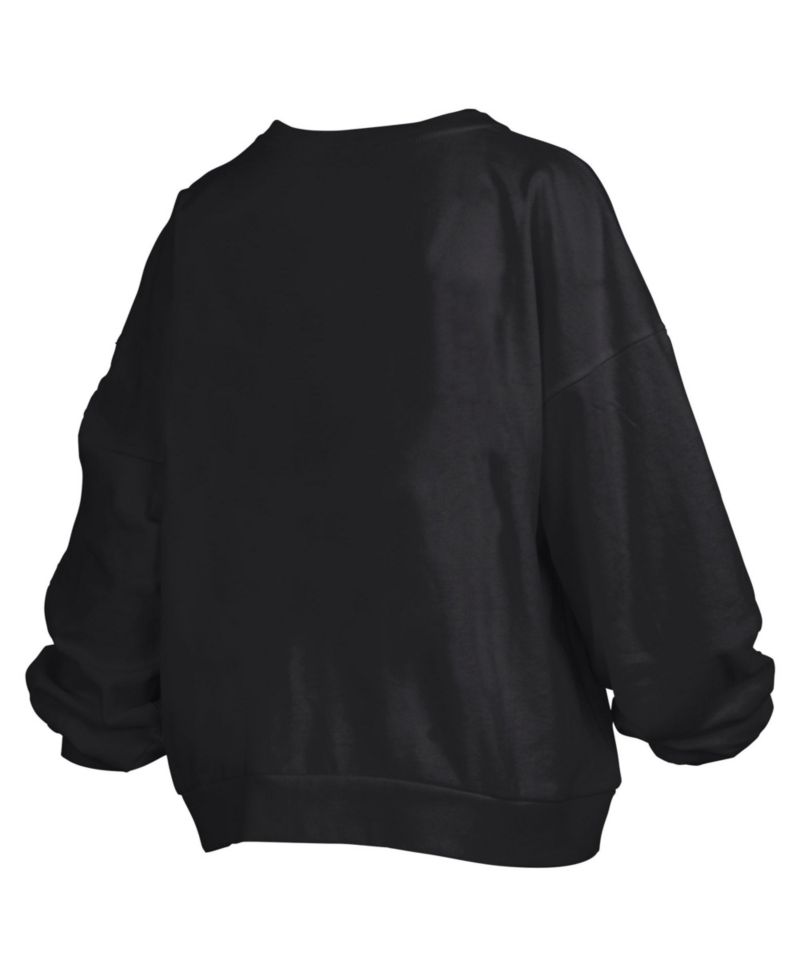 Women's Wisconsin Badgers Big Aug Script Janice Oversized Cropped Graphic Crewneck Pullover Sweatshirt