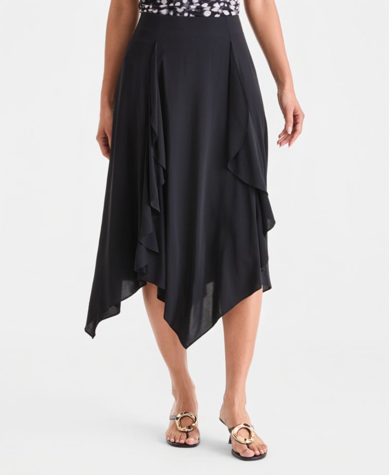 Women's Asymmetric-Hem Midi Skirt