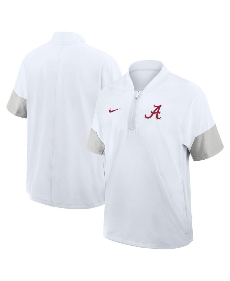 Men's White Alabama Crimson Tide 2025 Sideline Short Sleeve Quarter-Zip Coach Jacket