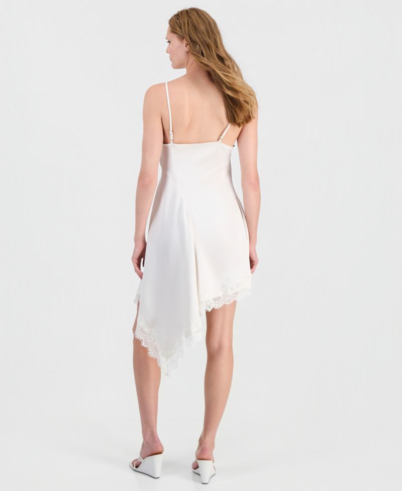 Women's Asymmetrical Satin Slip Dress