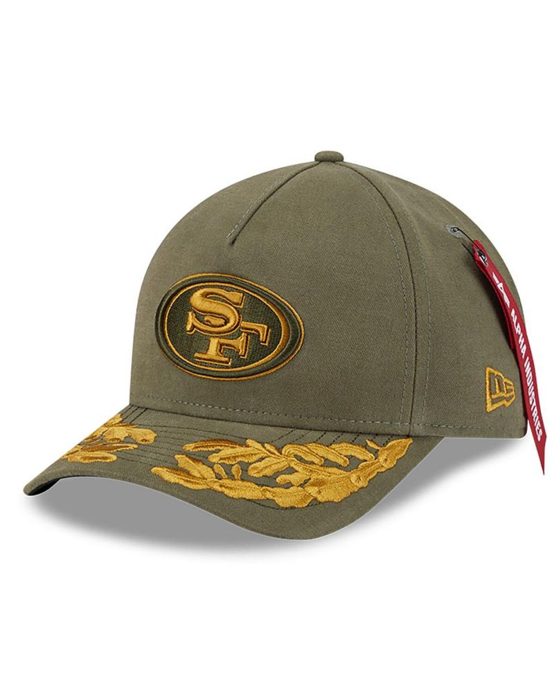x Alpha Industries Men's Olive San Francisco 49ers A-Frame 9FORTY Adjustable Hat
