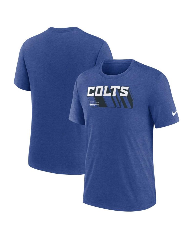Men's Heather Royal Indianapolis Colts Long Pass Tri-Blend T-Shirt