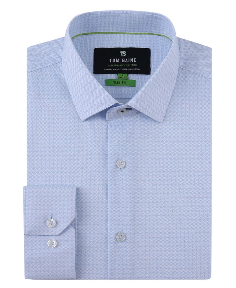 Men's Four Way Stretch Geo Print Button Down Dress Shirt