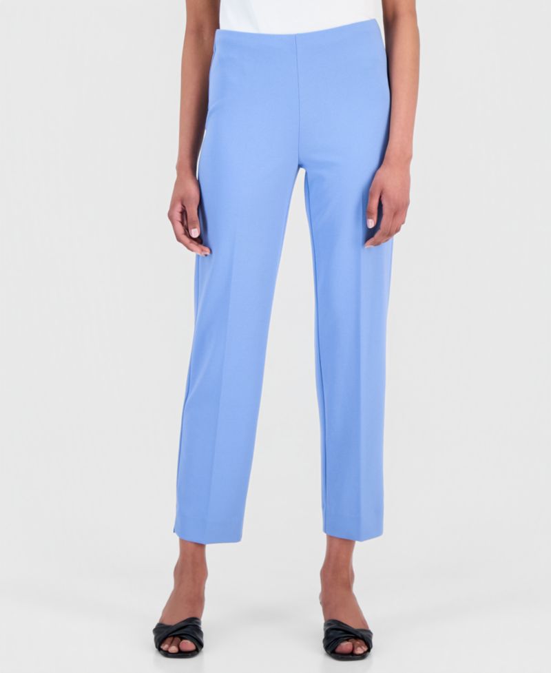Women's Stretch Crepe Pull-On Hollywood Waist Straight Ankle Pants, Regular & Petite