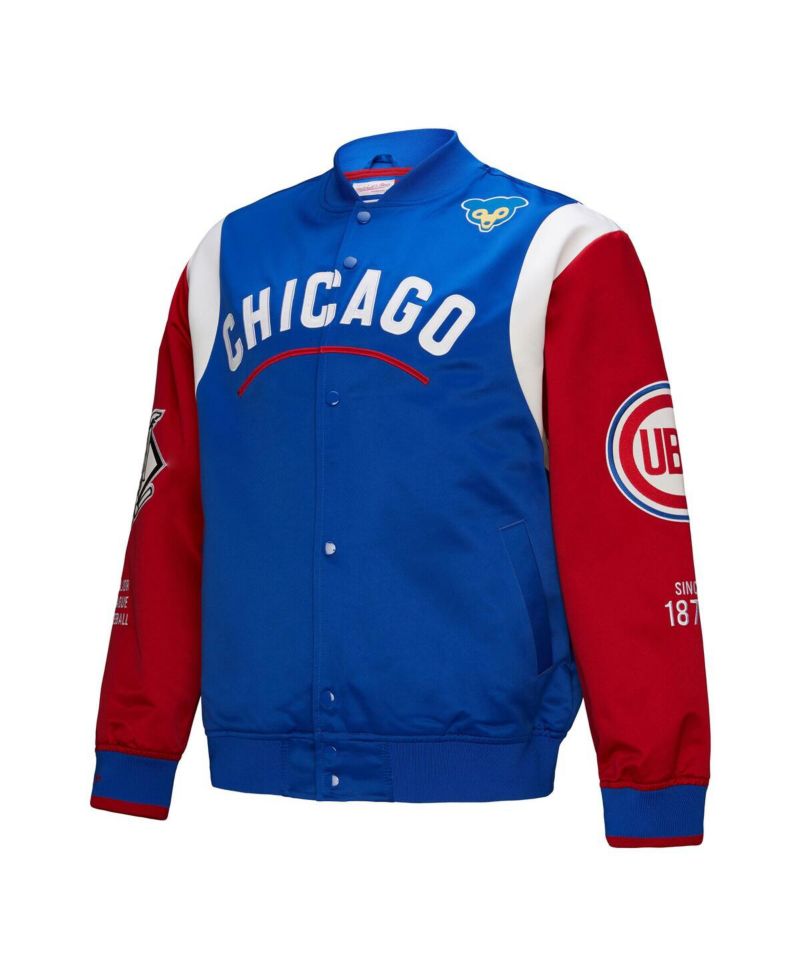 Men's Royal/Red Chicago Cubs Cooperstown Collection Team Origins Satin Full-Snap Jacket