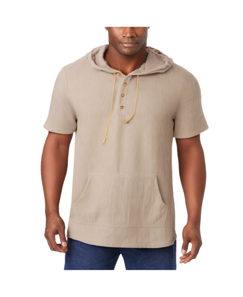 Tall Gauze Short-Sleeve Hoodie