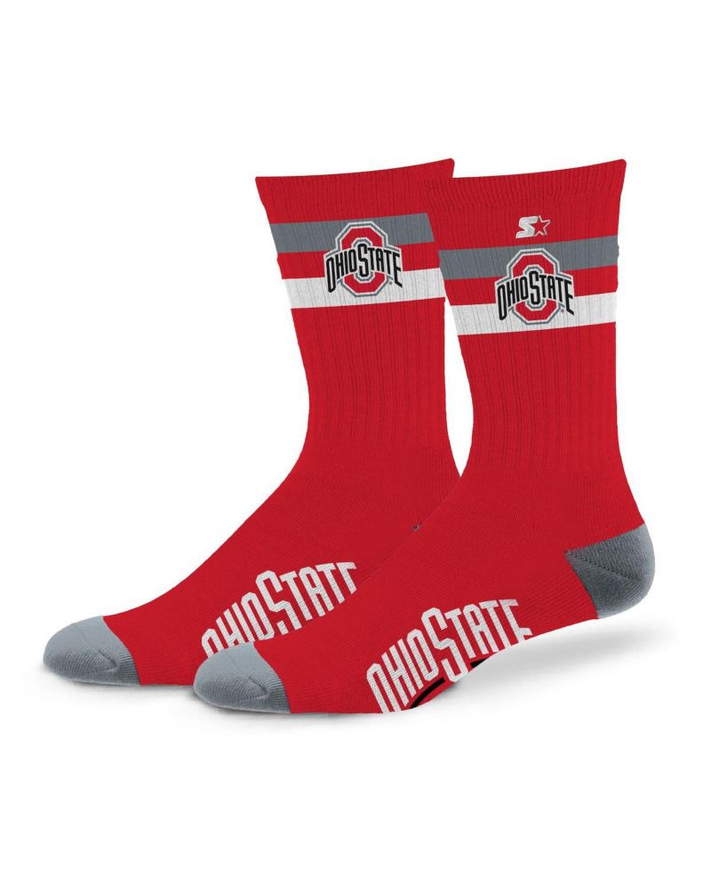 Men's and Women's Ohio State Buckeyes Team Color Two-Stripe Crew Socks