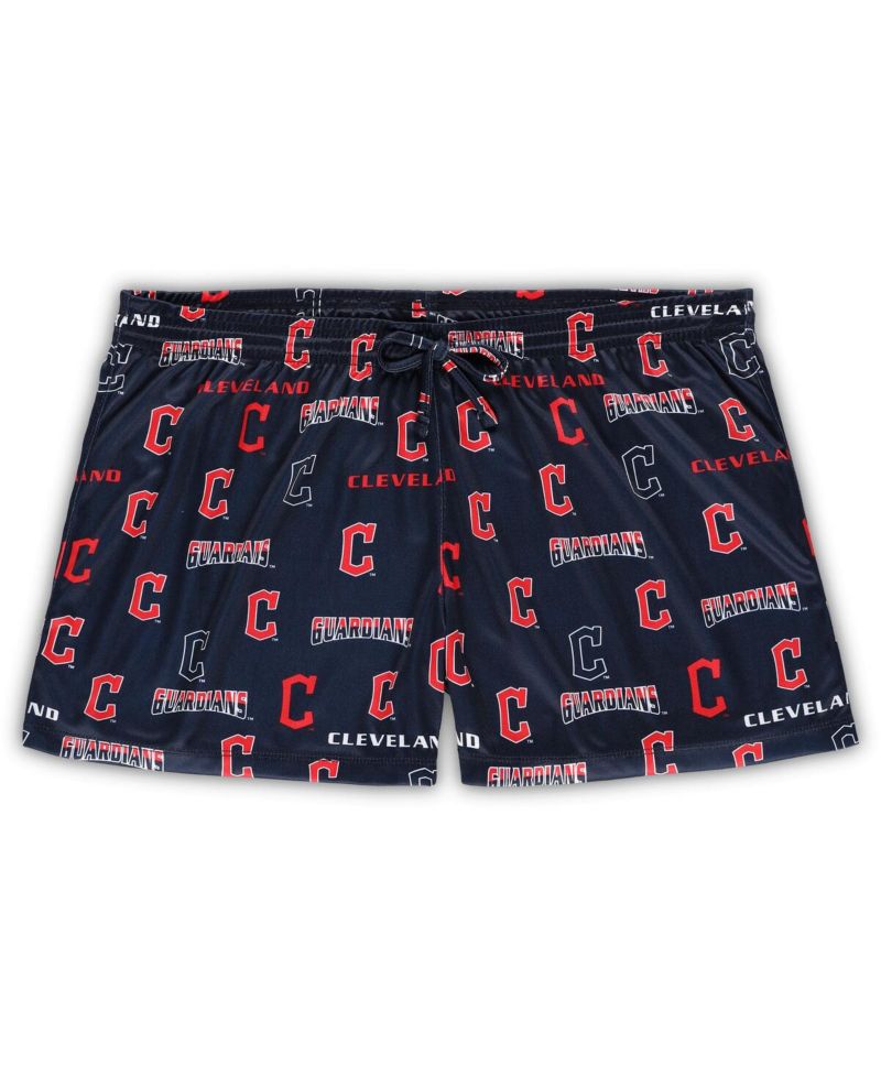 Women's White, Navy Cleveland Guardians Plus Size Tank Top and Shorts Sleep Set