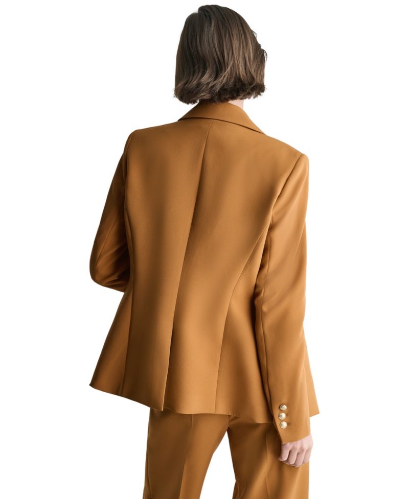Women's Shoulder-Padded Single-Breasted One Button Blazer