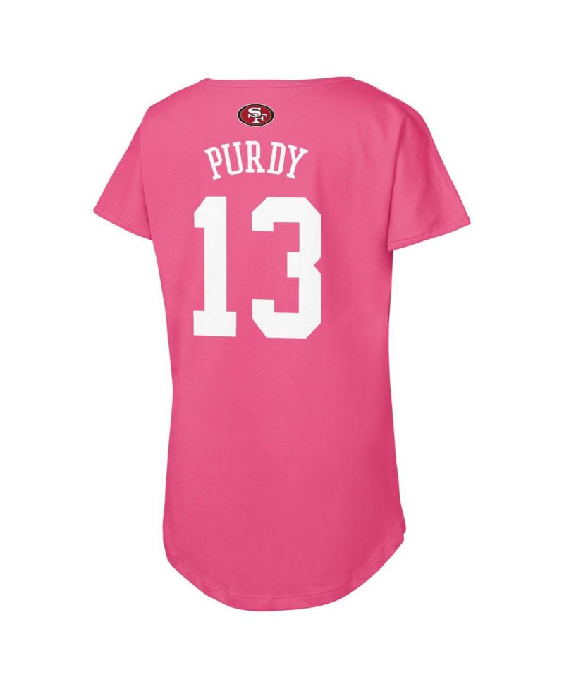 Big Girls Brock Purdy Pink San Francisco 49ers Player Name & Number T-Shirt