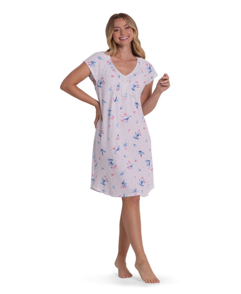 Women's Short-Sleeve Printed Short Nightgown