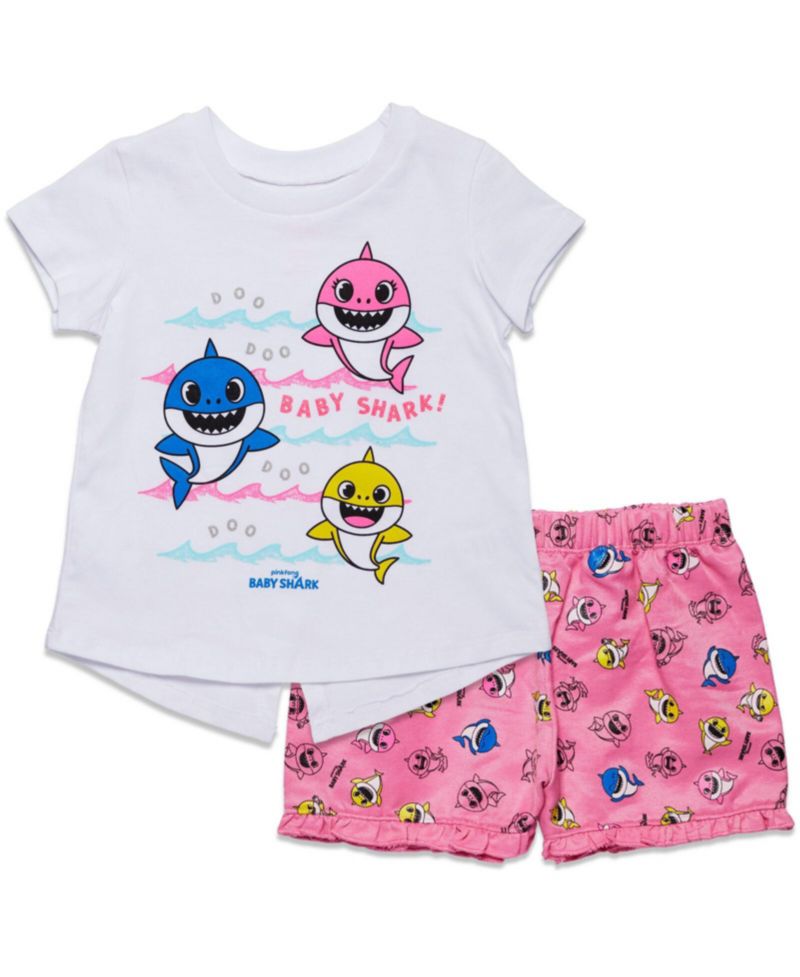 Baby Girls Pinkfong Shark T-Shirt and Shorts Outfit Set