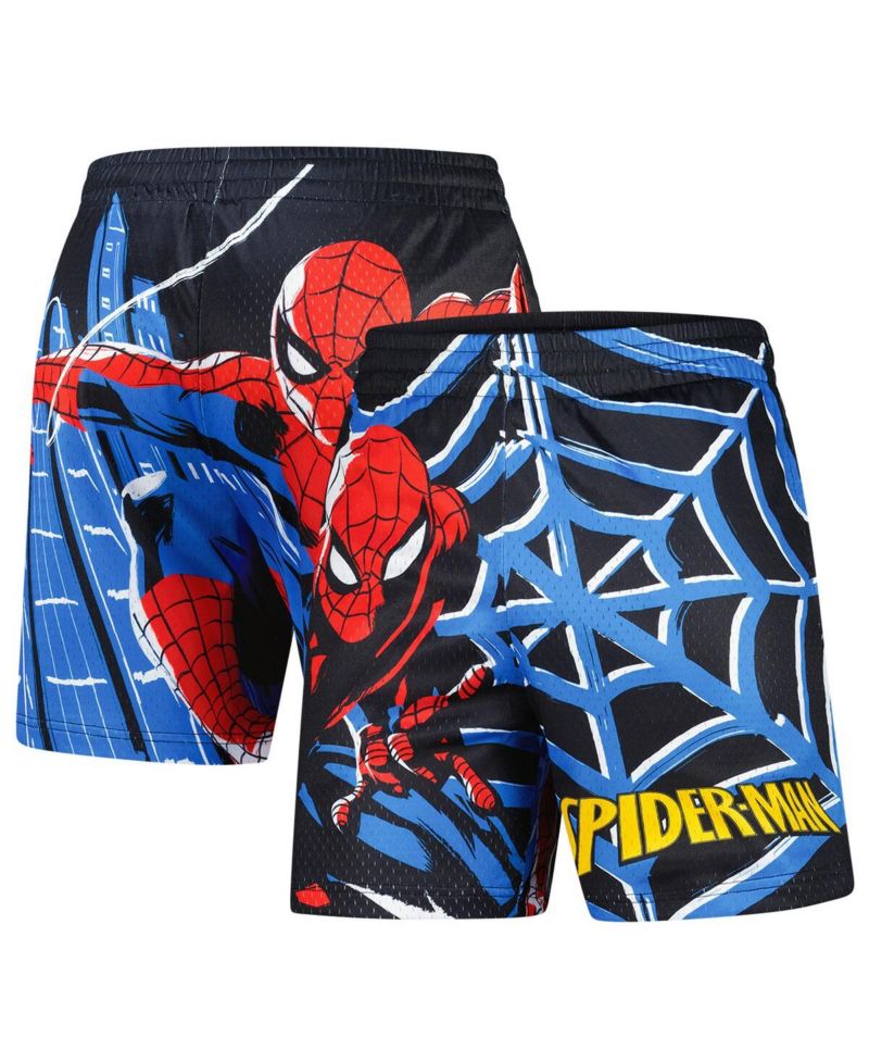 Men's Black Spider-Man Big Print Mesh Shorts