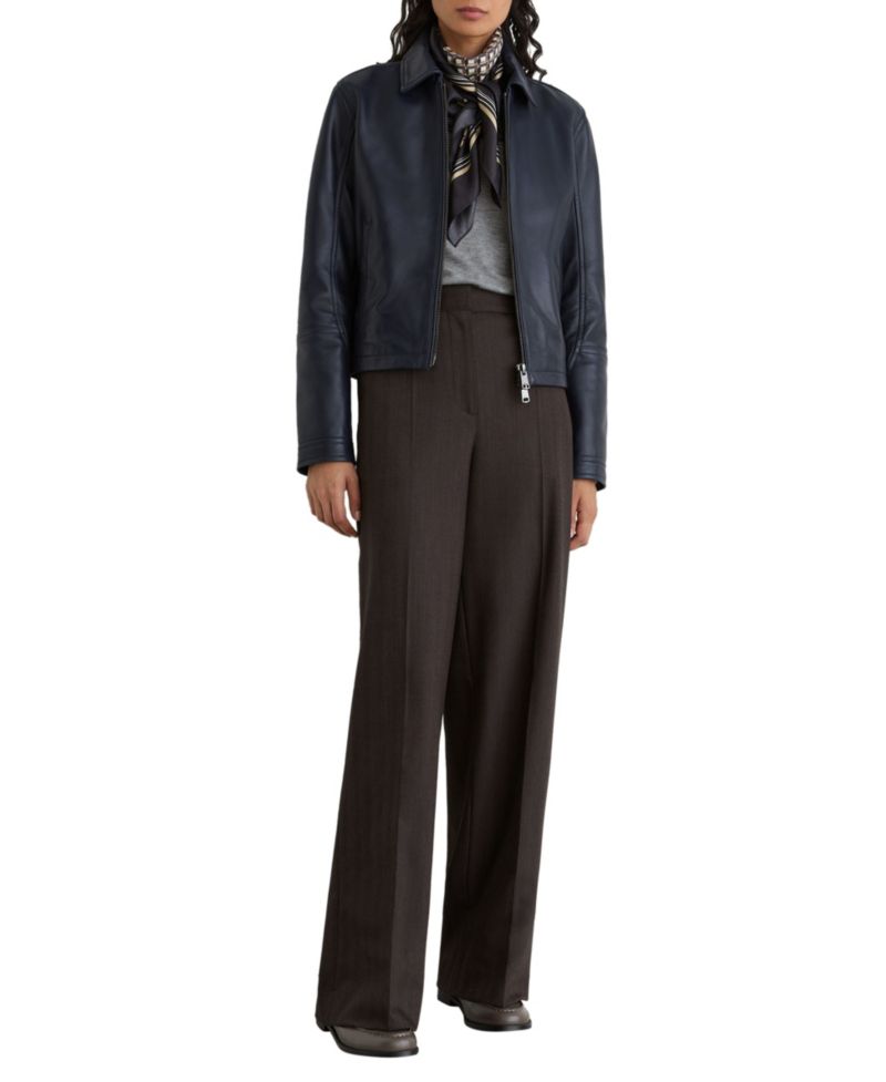 Petite Sorina Leather Moto Zip-Through Jacket