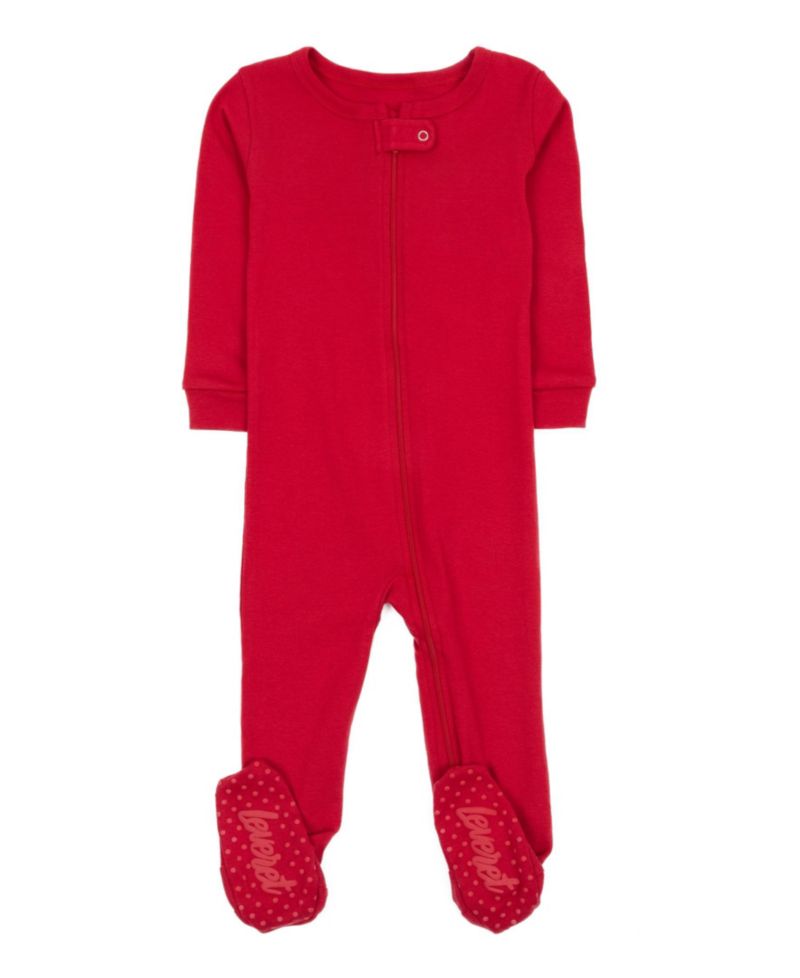 Toddler Matching Family One Piece Footed Cotton Long Sleeve Solid Color Pajamas 2T-5T