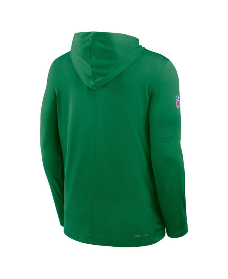 Men's Kelly Green Philadelphia Eagles Big & Tall 2026 Sideline Alternate Dri-FIT Hooded Long Sleeve T-Shirt