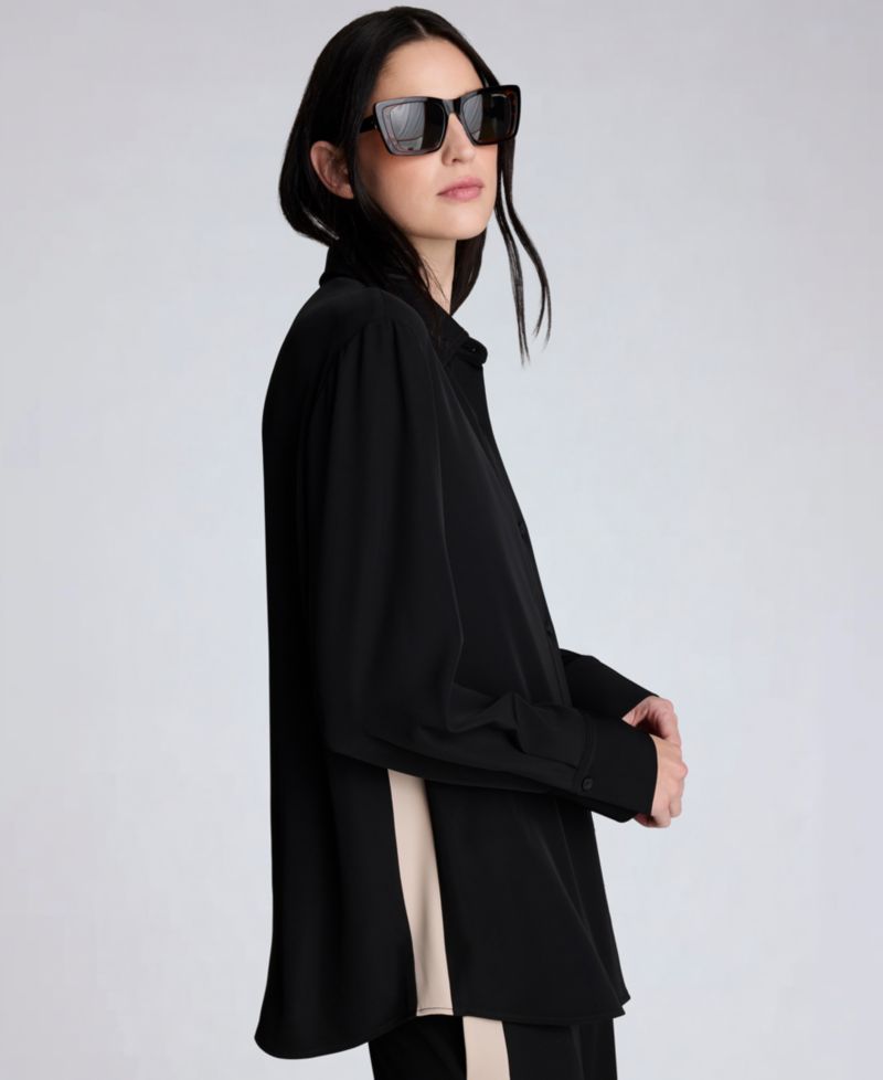 Women's Oversized Button-Front Collared Shirt