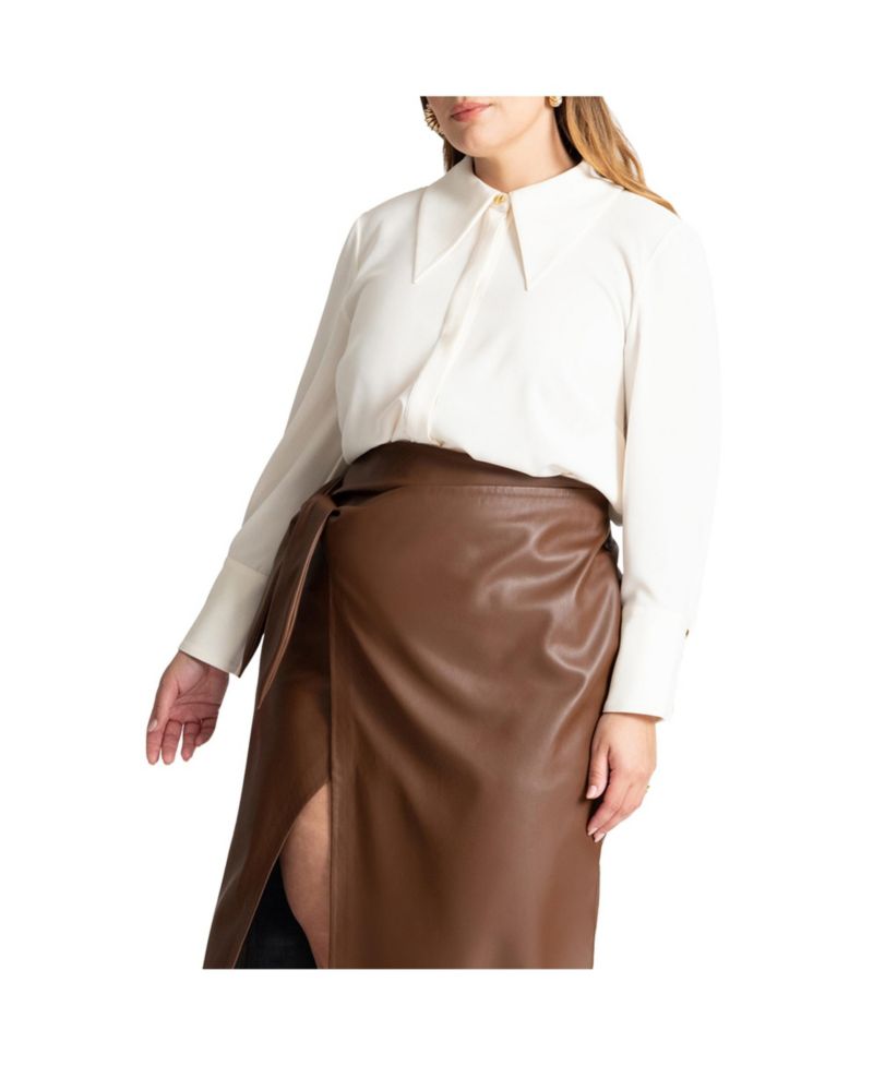 Women's Pointed Collar Button Up Shirt