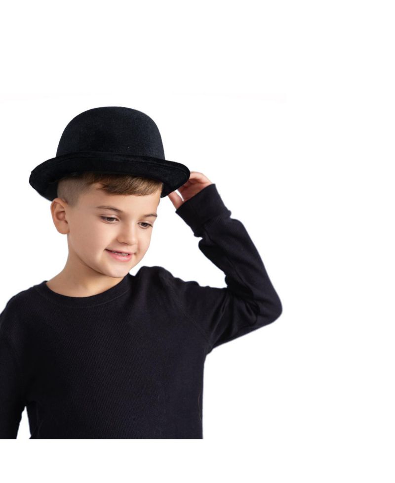 Black Velvet Derby Hat - Kids Girls & Boys