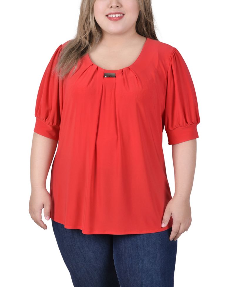 Petite Short Sleeve Balloon Sleeve Top