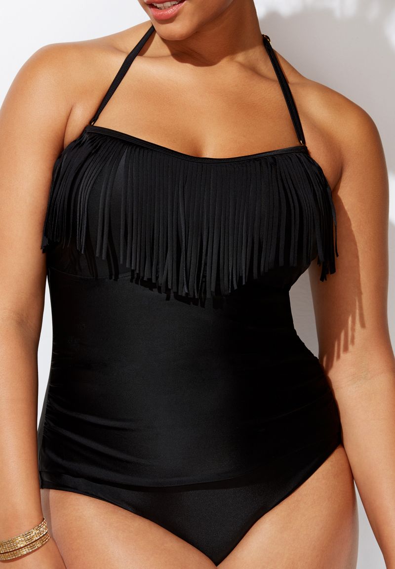 Women's Fringe Bandeau One Piece Swimsuit