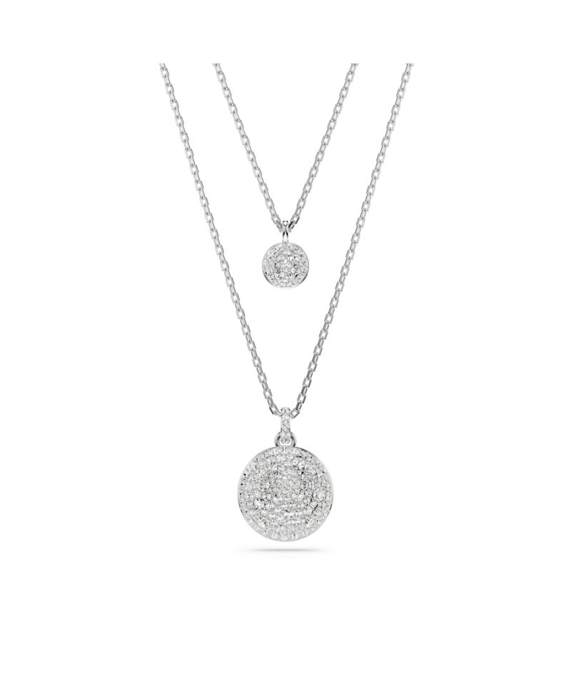 White, Rhodium Plated or Rose-Gold Tone or Gold-Tone Meteora Layered Pendant Necklace
