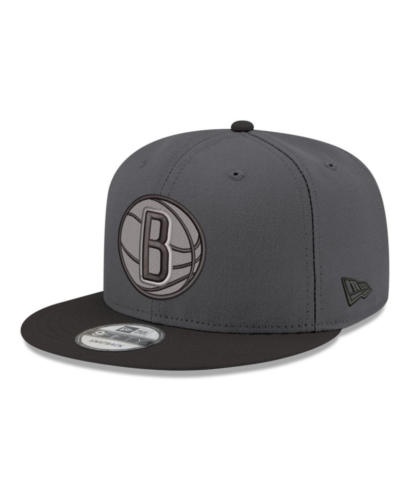 Men's Gray/Black Brooklyn Nets Logo 2-Tone 9FIFTY Snapback Hat