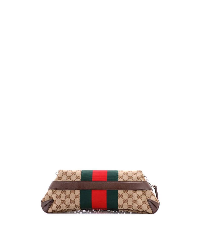 Medium Horsebit NM Web Chain Clutch GG Canvas