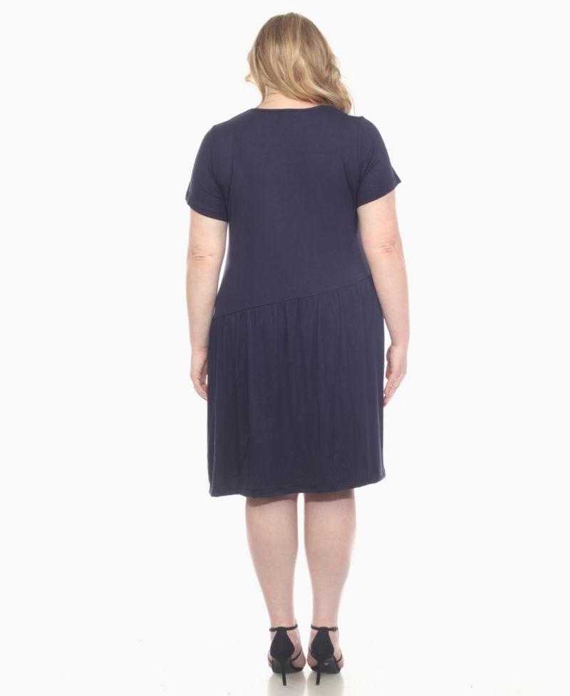 Plus Size Asymmetrical Waist and Short Sleeve Swing Dress