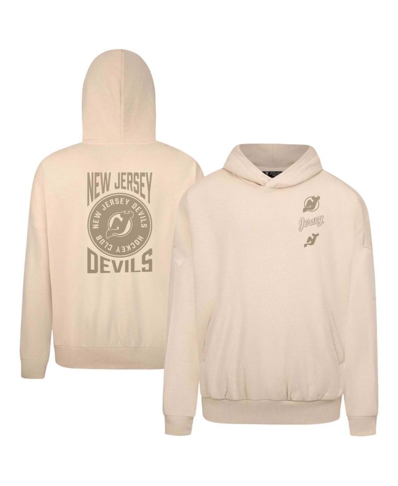 Men's Cream New Jersey Devils Contact Stamp Pullover Hoodie