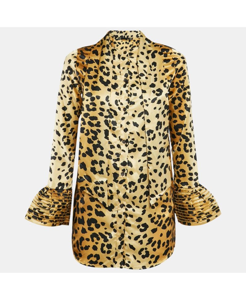 Women's Brown Leopard Print Satin Mini Dress