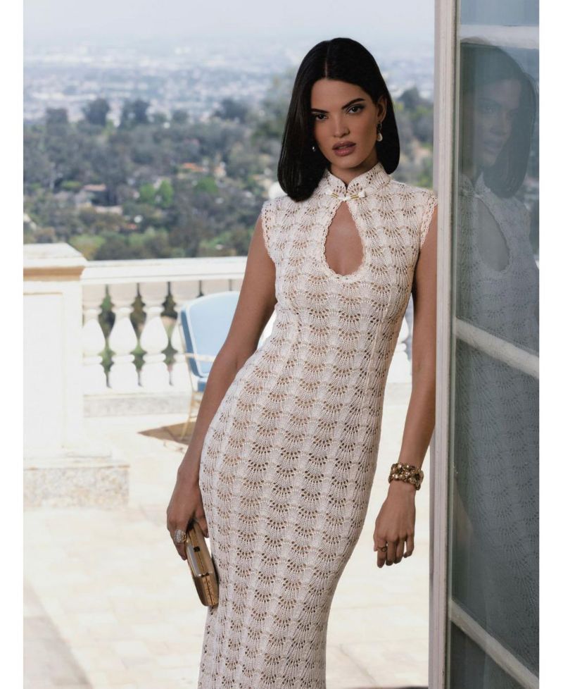 Women's Xylona Crochet Teardrop-Neckline Mermaid-Maxi Dress