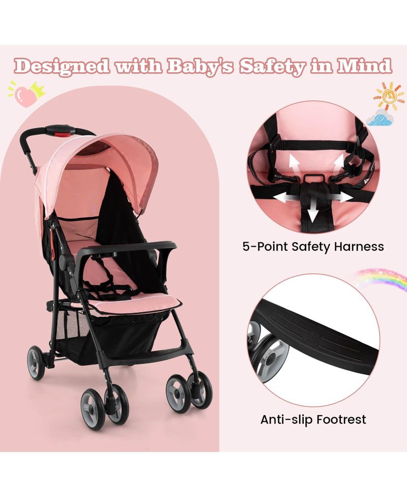 / Foldable, Lightweight, Travel-friendly, 5-Point Safety System / Toddler Stroller