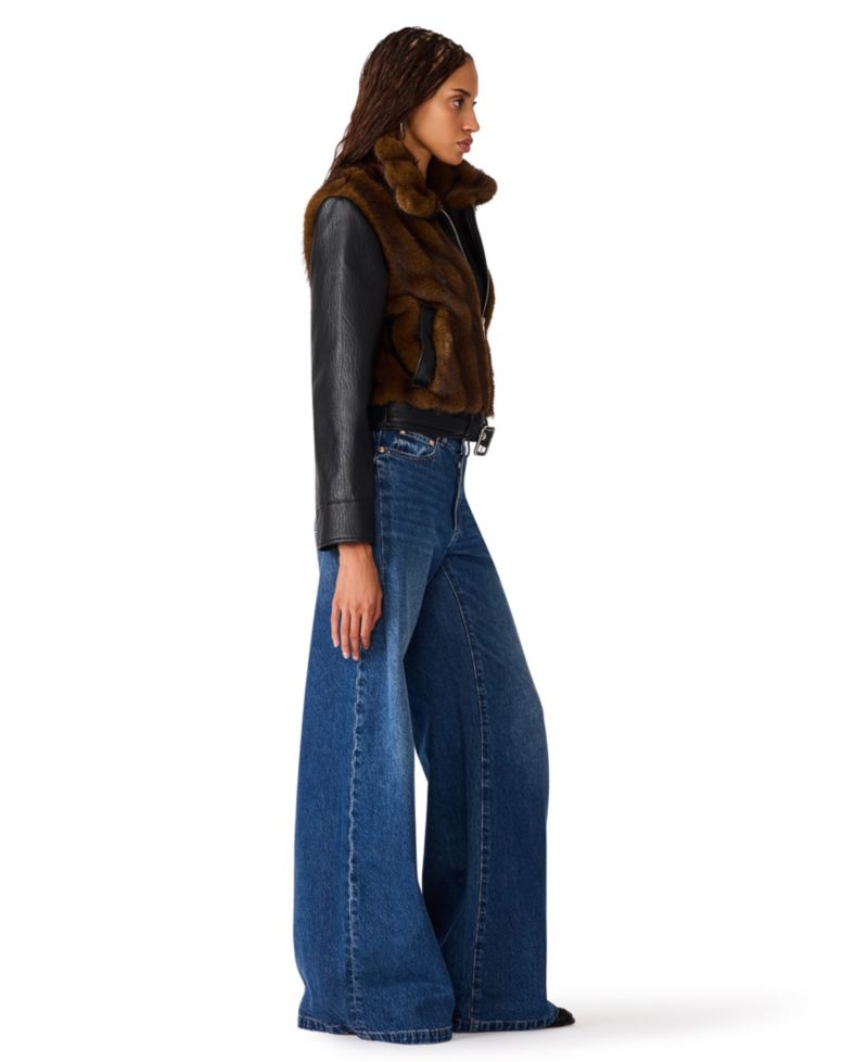 Women's Ryland Moto Mixed-Media Faux-Fur Jacket