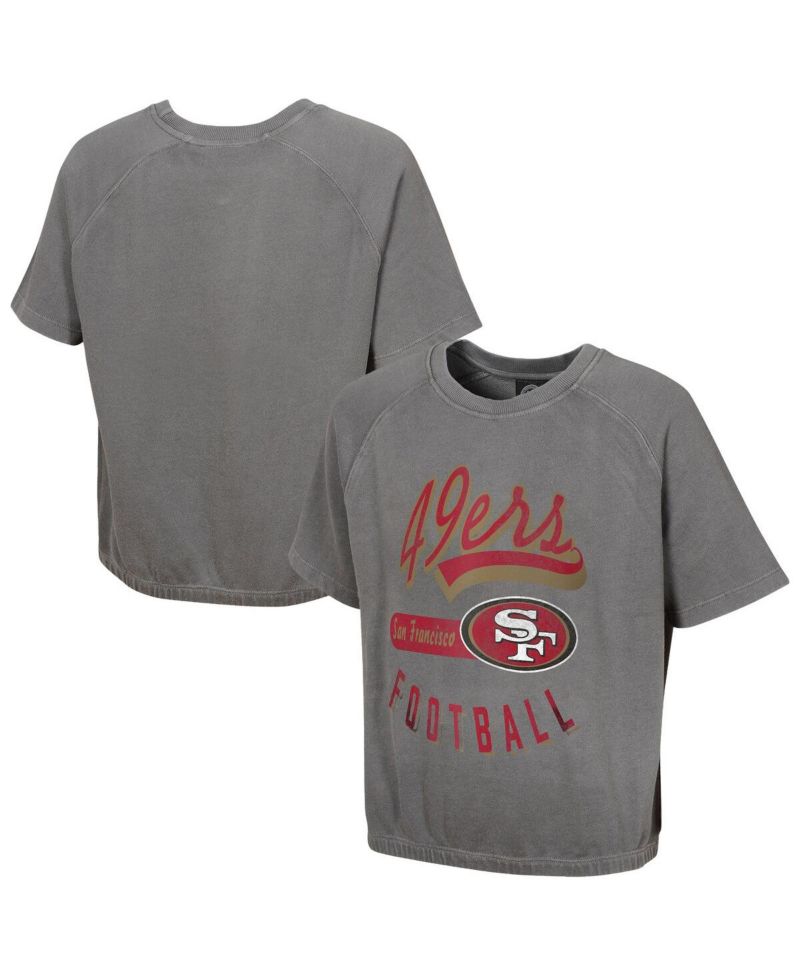 Women's Gray San Francisco 49ers Mineral Wash Short Sleeve Top