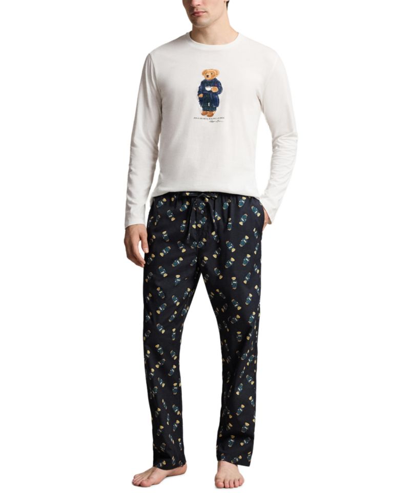 Men's Polo Bear Long-Sleeve Top and Pants, 2-Piece Set