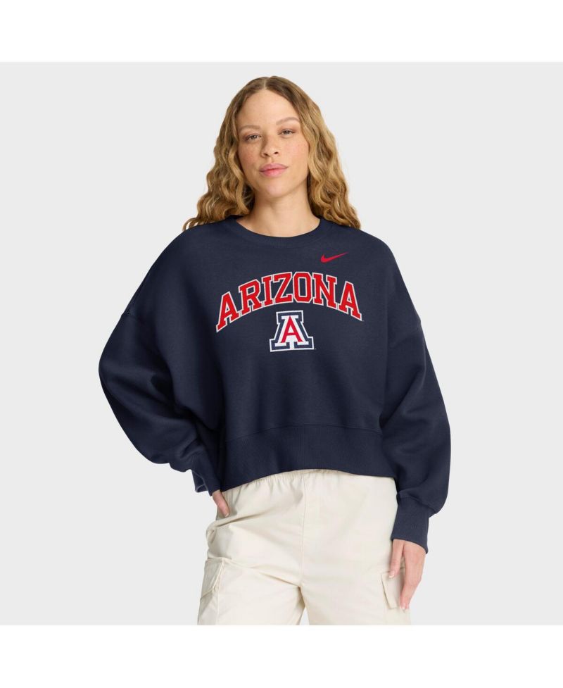 Women's Navy Arizona Wildcats Oversized Phoenix Arch Pullover Sweatshirt