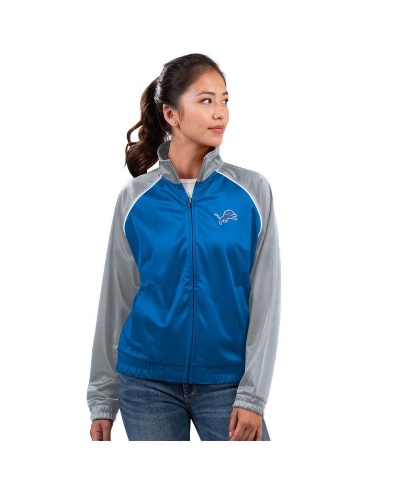 Women's Blue Detroit Lions Replay Full-Zip Track Jacket