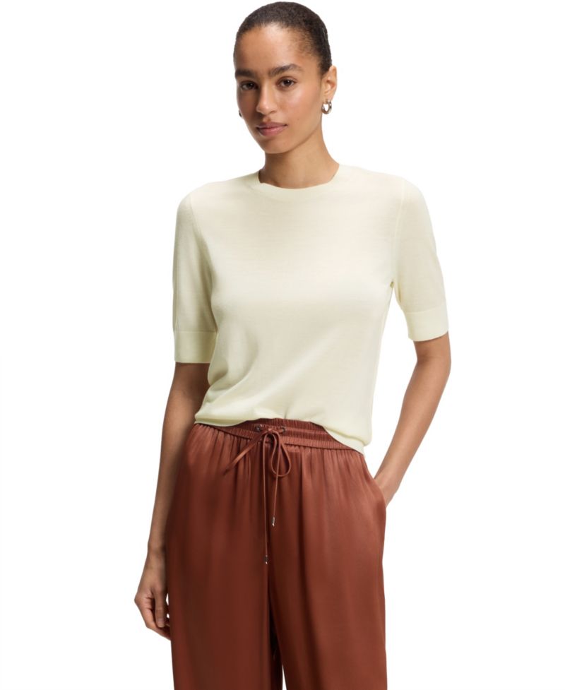 BOSS by Women's Merino Wool Short-Sleeved Sweater