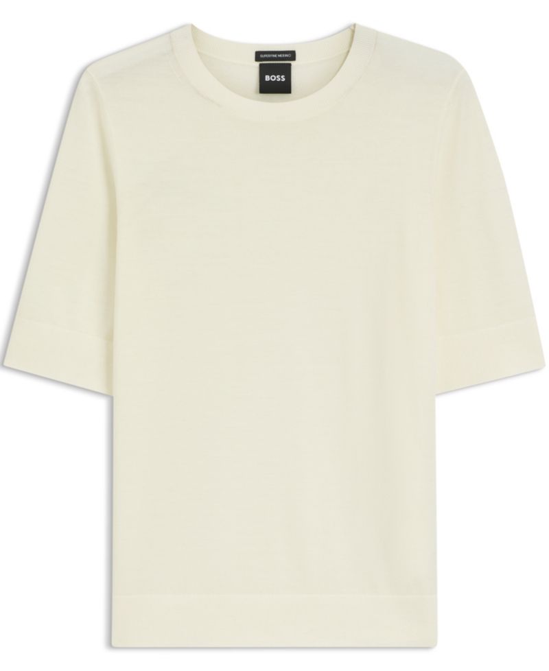 BOSS by Women's Merino Wool Short-Sleeved Sweater