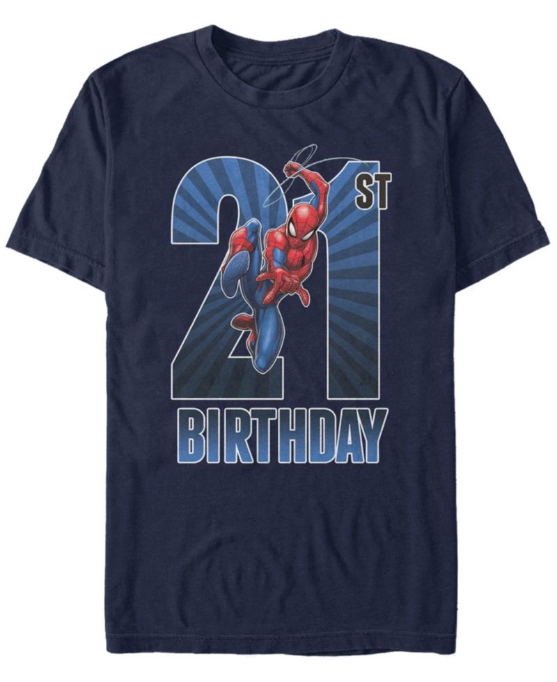 Men's Marvel Spider-Man Swinging 21st Birthday Short Sleeve T-Shirt