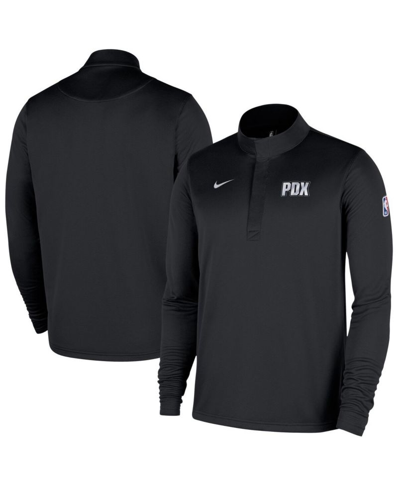 Men's Black Portland Trail Blazers 2025/26 City Edition Remix Authentic Coaches Dri-FIT Half-Zip