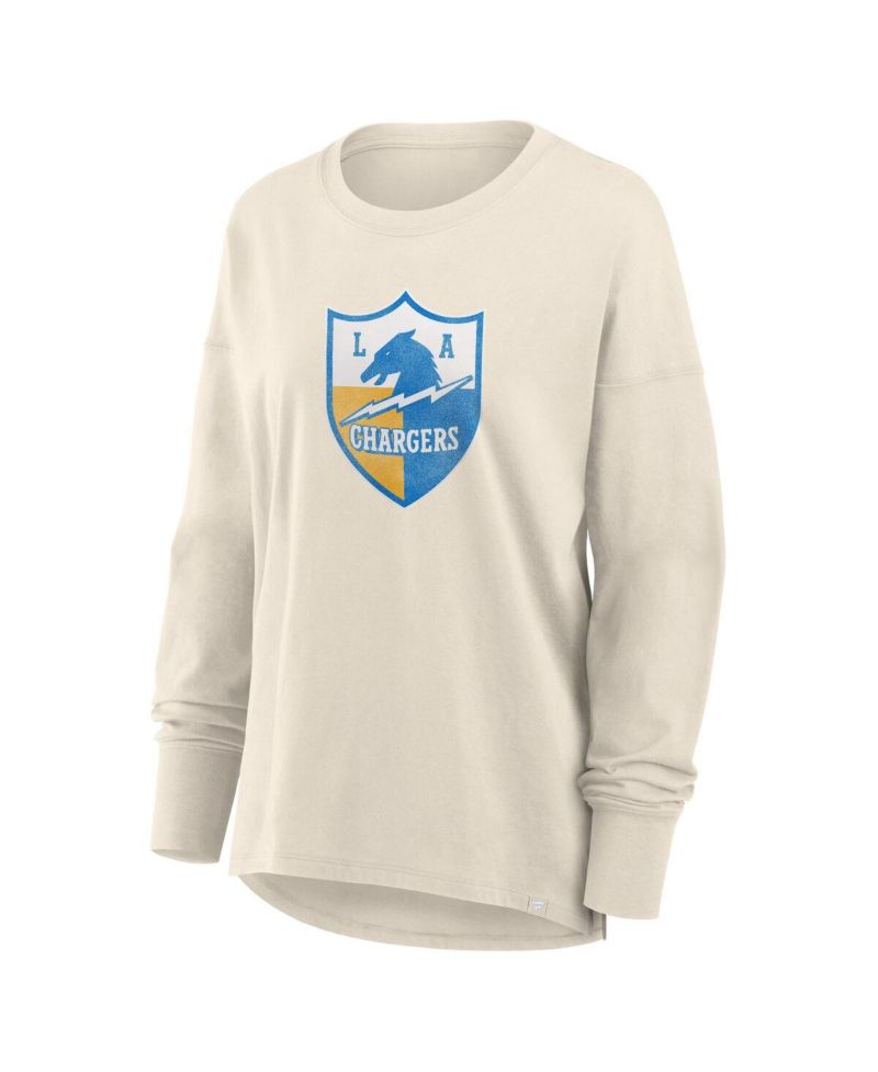 Women's Cream Los Angeles Chargers Dove Legacy Long Sleeve T-Shirt