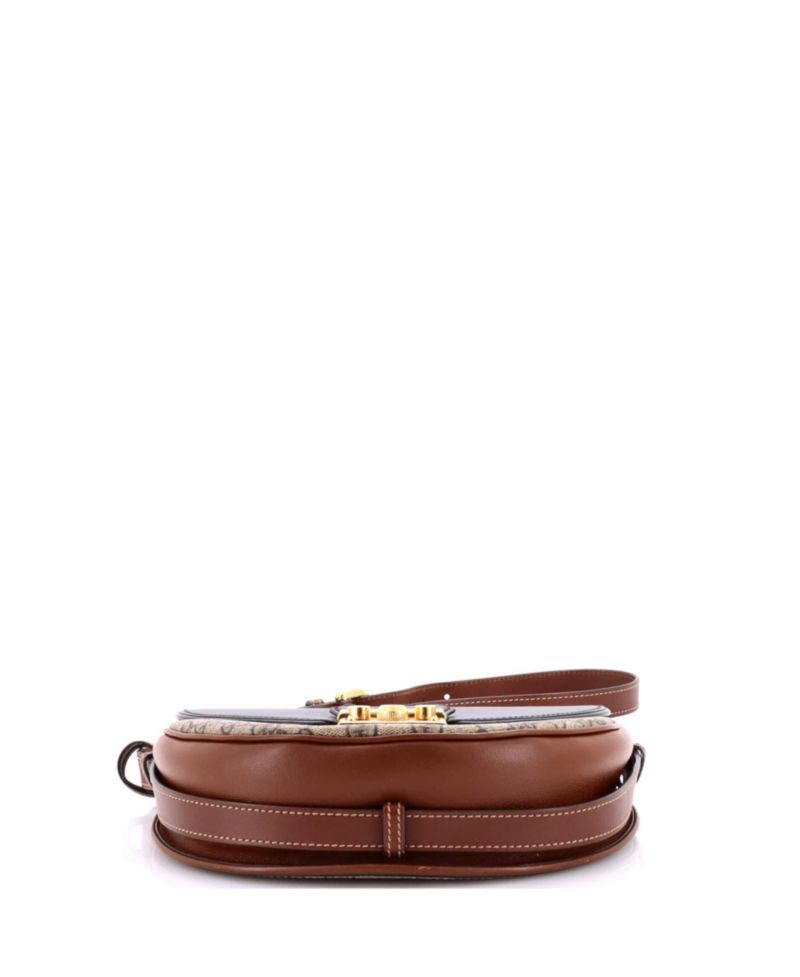 Small Padlock Saddle Shoulder Bag GG Coated Canvas and Leather