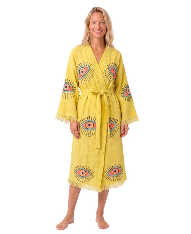 Women's Aria Handmade Muslin V-Neck Cover-Up Robe