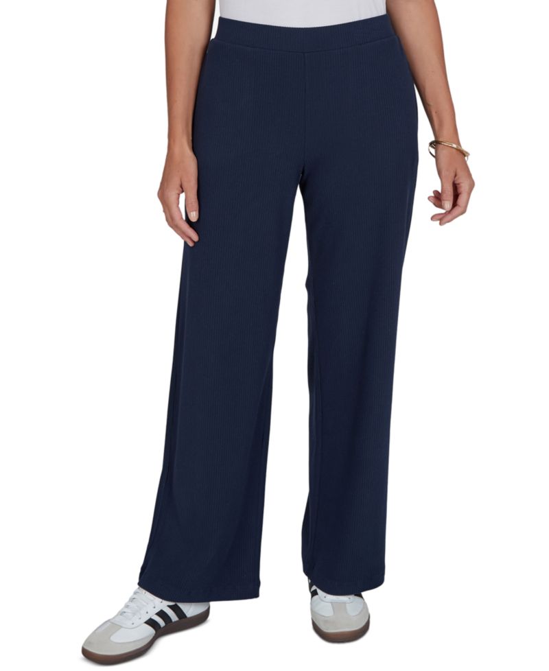 Petite Wide-Leg Pull-On Ribbed Pants